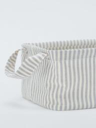 John Lewis Stripe Open Storage Box, Grey/Natural, Medium - thumbnail 3