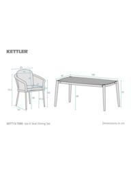 KETTLER Isla 6-Seater Rectangular Garden Dining Table & Chairs Set, Mushroom - thumbnail 5