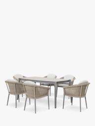 KETTLER Isla 6-Seater Rectangular Garden Dining Table & Chairs Set, Mushroom