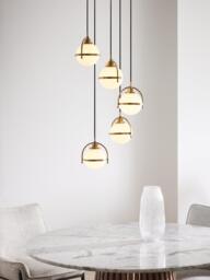 John Lewis Contour 5 Pendant Cluster Ceiling Light, Matt Antique Brass - thumbnail 3
