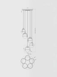 John Lewis Contour 5 Pendant Cluster Ceiling Light, Matt Antique Brass - thumbnail 6