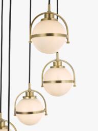 John Lewis Contour 5 Pendant Cluster Ceiling Light, Matt Antique Brass - thumbnail 4