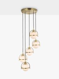 John Lewis Contour 5 Pendant Cluster Ceiling Light, Matt Antique Brass