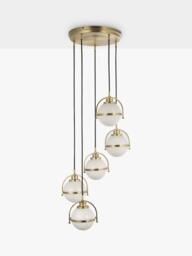 John Lewis Contour 5 Pendant Cluster Ceiling Light, Matt Antique Brass - thumbnail 2