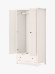 Julian Bowen Maine Double Wardrobe with 1 Drawer, Surf White - thumbnail 3