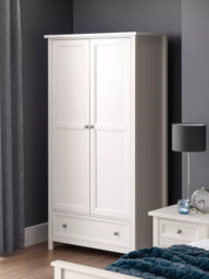 Julian Bowen Maine Double Wardrobe with 1 Drawer, Surf White - thumbnail 1