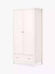 Julian Bowen Maine Double Wardrobe with 1 Drawer, Surf White - thumbnail 2