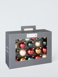 John Lewis Glass Christmas Tree Baubles, Box of 42, Red/Green - thumbnail 3