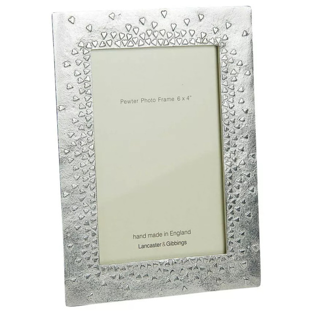 Lancaster and Gibbings Floating Hearts Photo Frame, Pewter - image 1