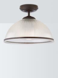 John Lewis Tristan Ribbed Glass Semi Flush Ceiling Light, Bronze