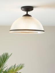 John Lewis Tristan Ribbed Glass Semi Flush Ceiling Light, Bronze - thumbnail 2