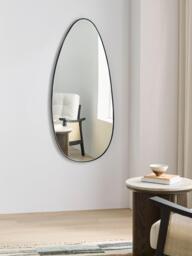 John Lewis Scandi Large Teardrop Metal Frame Wall Mirror, 120 x 55cm, Black - thumbnail 2