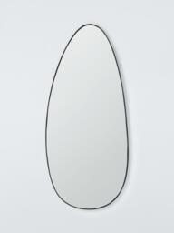 John Lewis Scandi Large Teardrop Metal Frame Wall Mirror, 120 x 55cm, Black - thumbnail 1