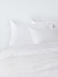 John Lewis Waffle Stripe Duvet Cover Set, White - thumbnail 1