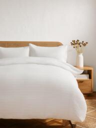 John Lewis Waffle Stripe Duvet Cover Set, White - thumbnail 6
