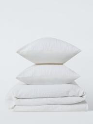 John Lewis Waffle Stripe Duvet Cover Set, White - thumbnail 5