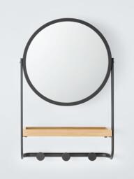 John Lewis Bamboo and Metal Mirror and Shelf Unit, Black/Natural