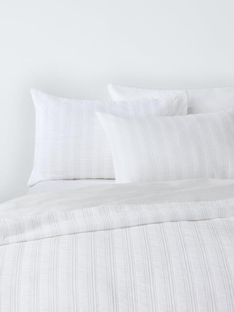 John Lewis Avon Waffle Stripe Duvet Cover Set, White - image 1