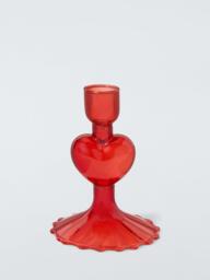 John Lewis Archive Glass Dinner Candle Holder, Red - thumbnail 1