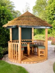 Breeze House Mara Signature Cape Reed Thatch Roof Circular Gazebo, FSC-Certified (Scandinavian Redwood) - thumbnail 2