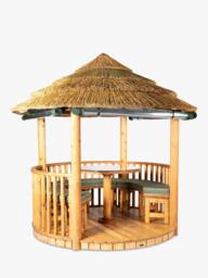 Breeze House Mara Signature Cape Reed Thatch Roof Circular Gazebo, FSC-Certified (Scandinavian Redwood) - thumbnail 3