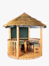 Breeze House Mara Signature Cape Reed Thatch Roof Circular Gazebo, FSC-Certified (Scandinavian Redwood) - thumbnail 1