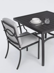 John Lewis Marlow Aluminium 4-Seater Square Garden Dining Table & Chairs Set, Black/Grey - thumbnail 4
