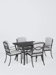 John Lewis Marlow Aluminium 4-Seater Square Garden Dining Table & Chairs Set, Black/Grey - thumbnail 1