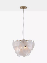 houseof Glass Disk Pendant Ceiling Light, White/Brass
