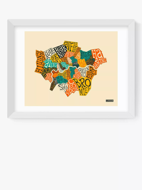 EAST END PRINTS Jazzberry Blue 'London Boroughs' Framed Print