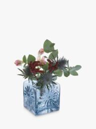 Dartington Crystal Marguerite Square Glass Vase, H12cm, Ink Blue - thumbnail 2