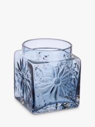 Dartington Crystal Marguerite Square Glass Vase, H12cm, Ink Blue