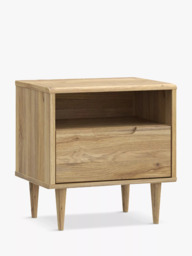 EasyKlix Sherbrooke 1 Drawer Bedside Table, Oak - thumbnail 1