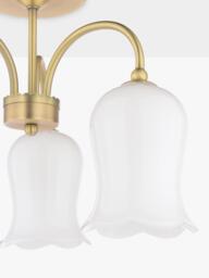 Laura Ashley Lidsell 3 Arm Scallop Glass Shade Semi Flush Ceiling Light, Matt Antique Brass - thumbnail 6
