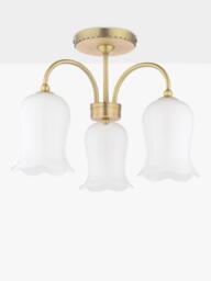 Laura Ashley Lidsell 3 Arm Scallop Glass Shade Semi Flush Ceiling Light, Matt Antique Brass - thumbnail 4