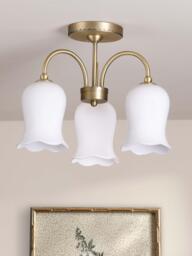 Laura Ashley Lidsell 3 Arm Scallop Glass Shade Semi Flush Ceiling Light, Matt Antique Brass - thumbnail 3
