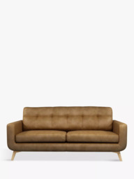 John Lewis Barbican Large 3 Seater Leather Sofa, Light Leg, Demetra Light Tan - thumbnail 5