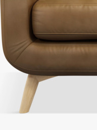 John Lewis Barbican Large 3 Seater Leather Sofa, Light Leg, Demetra Light Tan - thumbnail 6