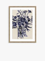 John Lewis Mercedes Lopez Charro 'Beautiful Bouquet I' Framed Print & Mount, 42 x 32cm, Blue/Beige - thumbnail 1