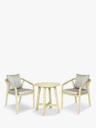 KETTLER Cora Rope 2-Seater Round Garden Bistro Table & Chairs Set, FSC-Certified (Acacia Wood), Natural