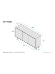 KETTLER Oslo 3 Door Sideboard, Grey - thumbnail 2