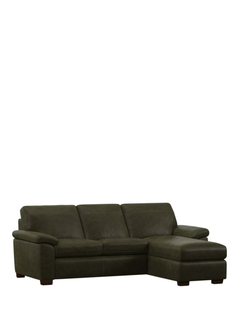 John Lewis Camden RHF Chaise End Leather Sofa Bed, Dark Leg - image 1