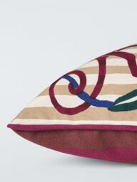 John Lewis Stripes and Monkeys Indoor/Outdoor Cushion, Purple/Multi - thumbnail 4