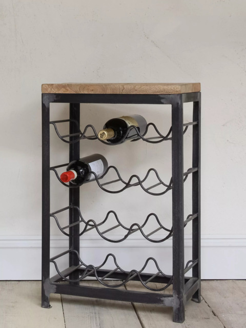 nkuku Obra Mango Wood Wine Rack, 12 Bottle, Natural/Black - image 1