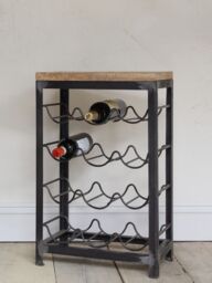 Nkuku Obra Mango Wood Wine Rack, 12 Bottle, Natural/Black