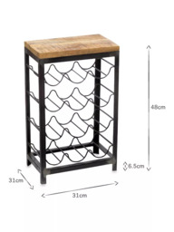 nkuku Obra Mango Wood Wine Rack, 12 Bottle, Natural/Black - thumbnail 3