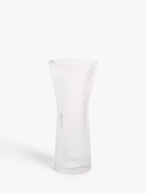 John Lewis Ribbed Hourglass Vase, H25cm, Clear - image 1