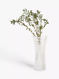 John Lewis Ribbed Hourglass Vase, H25cm, Clear - thumbnail 2