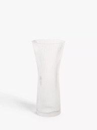 John Lewis Ribbed Hourglass Vase, H25cm, Clear - thumbnail 1