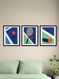 EAST END PRINTS Rosi Feist 'Tennis' Framed Print, Set of 3, 53.4 x 43.4cm, Black - thumbnail 2